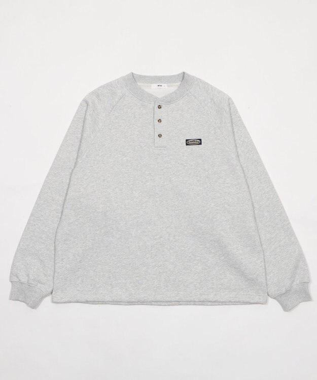 WEGO 【ユニセックス着用ITEM/MLサイズ展開/裏起毛】ショートドロストヘンリーネックプルオーバー アッシュグレー