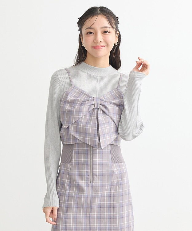 earth music&ecology やわらかタッチハイネックリブニットプルオーバー Gray Mixture