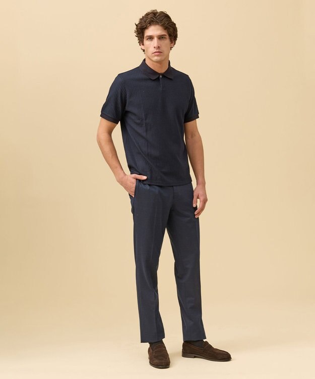 J.PRESS MEN ジャケットインの最適解【接触冷感 / 吸水速乾】【J.PRESS PREMIUM JERSEY】スキッパー ポロシャツ ネイビー系