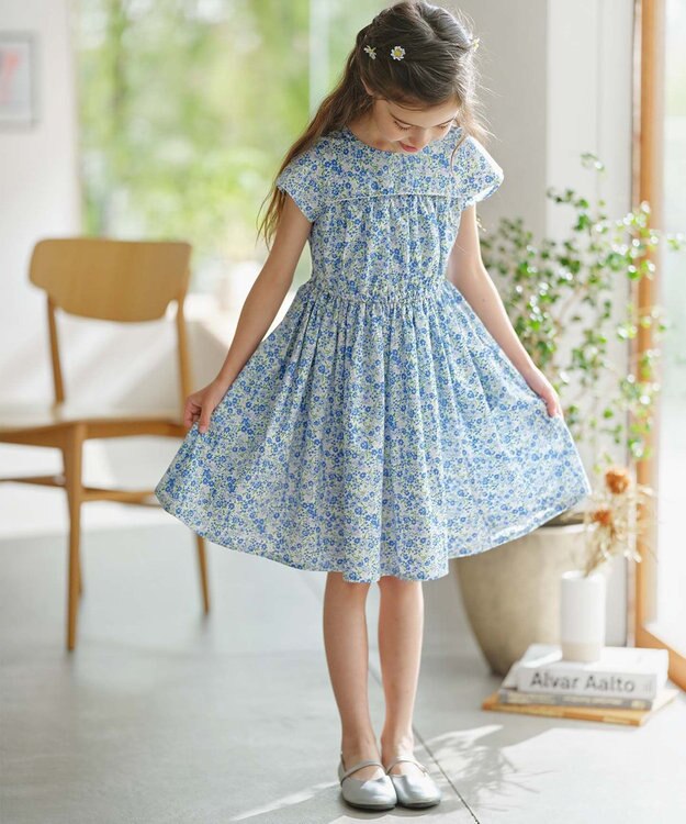 組曲 KIDS 【110-140㎝】リンドウプリント ワンピース ブルー系5