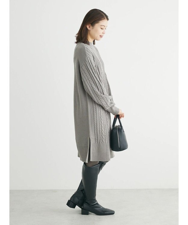 Green Parks ケーブルニットミニワンピース Gray