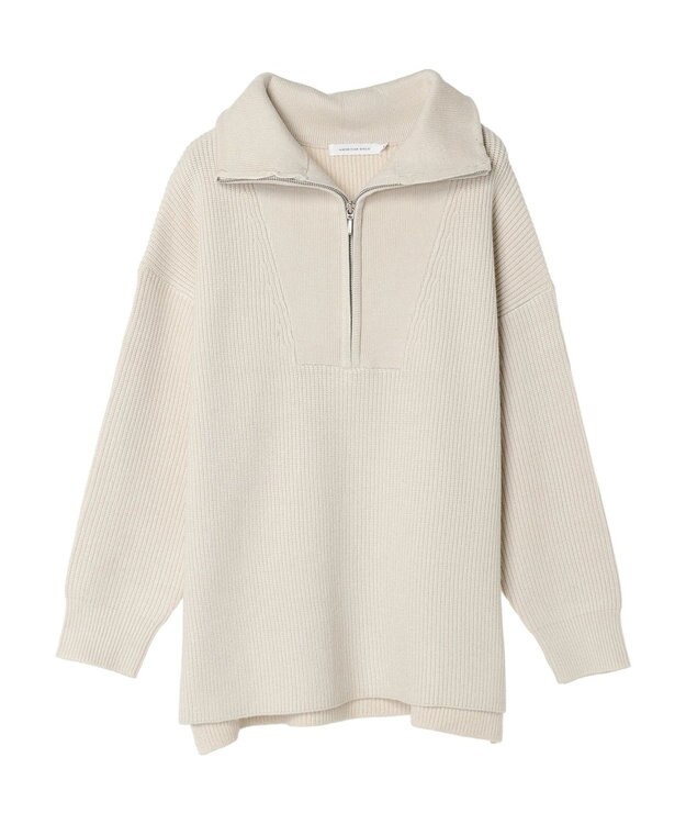 AMERICAN HOLIC バイパチハーフＺＩＰ片畦ニットプルオーバー　 Ivory