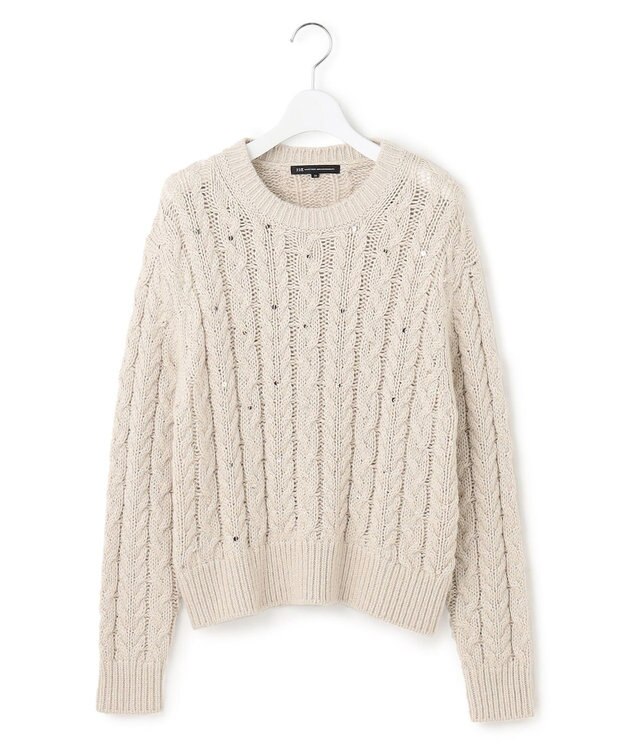 23区 【洗える】ルレックスケーブル スパンコール ラメニット アイボリー系