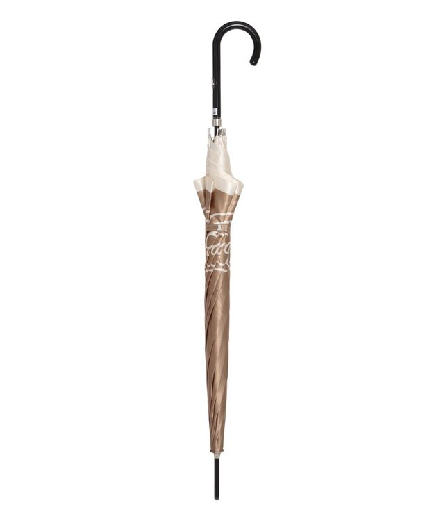 未使用◇LANVIN ランバン　リネン（麻）バテンレース　日傘 LANVIN COLLECTION 長傘 ローズ サテンプリント ジャンプ 耐風