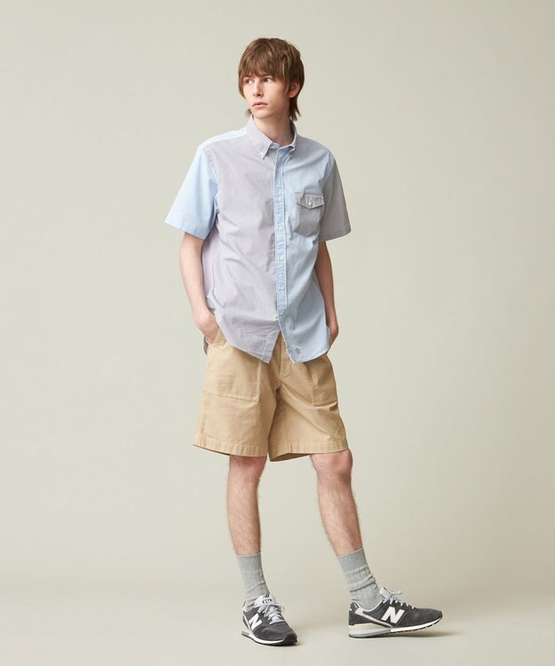 J.PRESS MEN 【クールマックス】クレイジーパターン サッカーシャツ/B.D. ネイビー系9