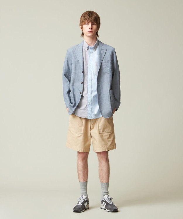 J.PRESS MEN 【クールマックス】クレイジーパターン サッカーシャツ/B.D. ネイビー系9