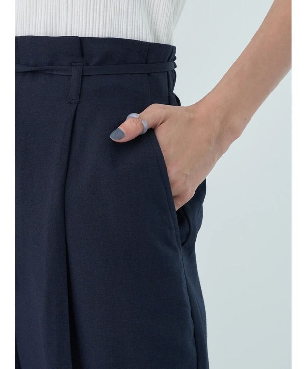 earth music&ecology リネンライクテーパードパンツ Navy