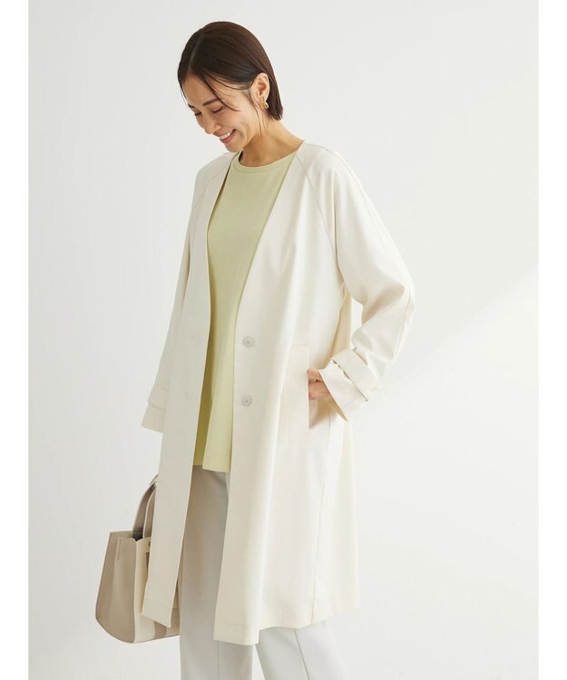 Green Parks 撥水加工　ケア楽着流しコート Ecru