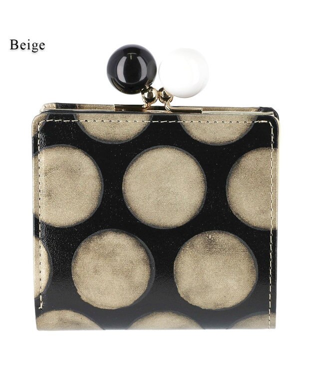 tsumori chisato CARRY フルムーンドット がま口 折り財布 ミニ財布 ベージュ