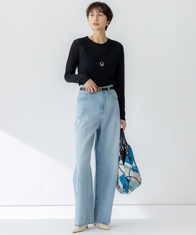 23区 【SLOW/一部店舗限定】LIGHT DENIM バレルワイド パンツ スカイブルー系