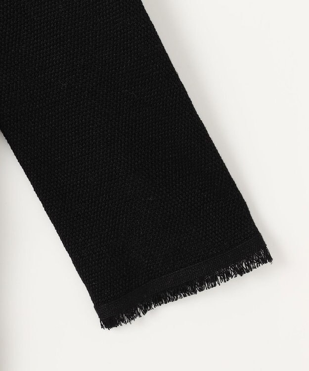 自由区 L 【洗える】リネンフリンジディテール8分袖 ニット ブラック系