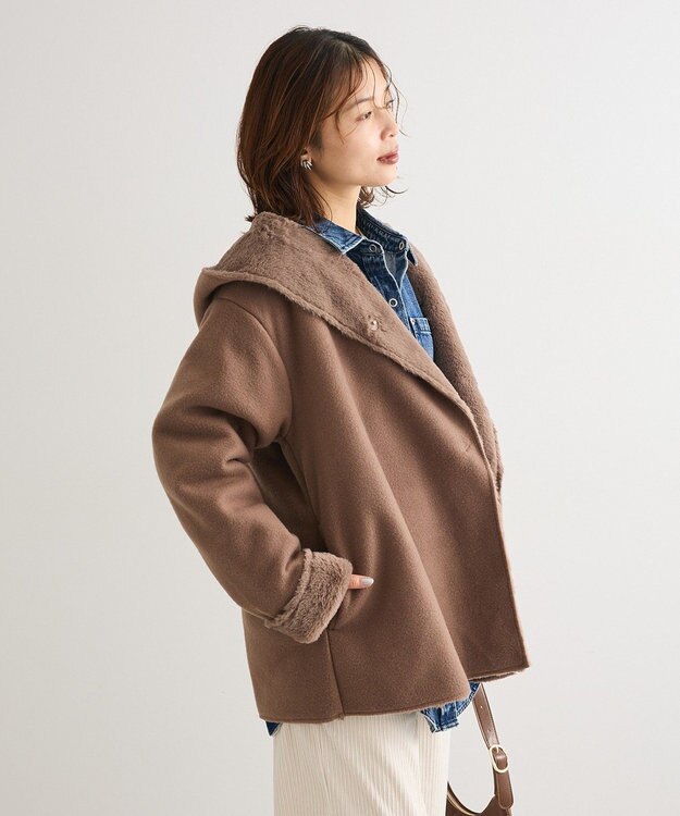 Green Parks フーディガウンコート Mocha