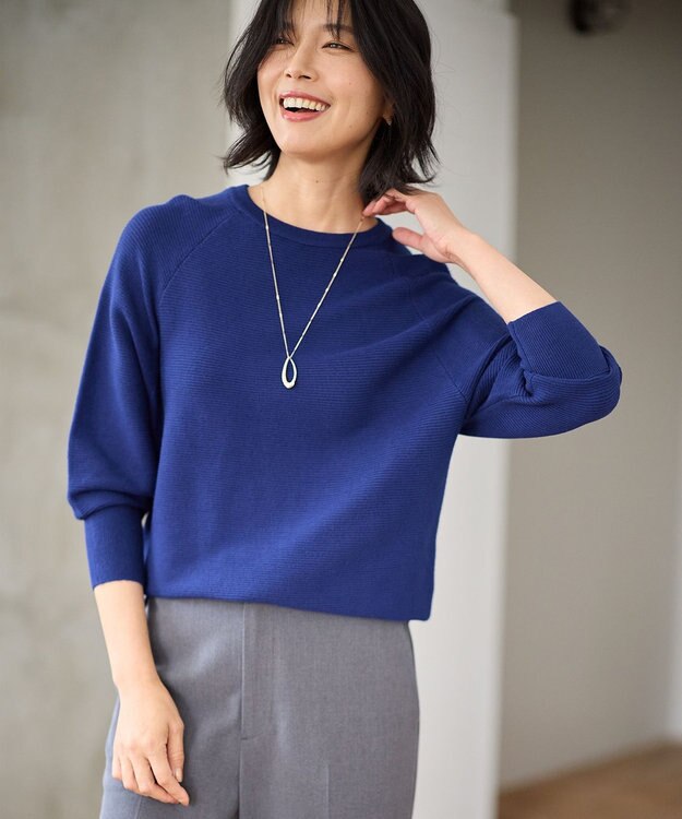 ANY L 【洗濯機可/6色展開】ラウンドネックガーターニット ロイヤル