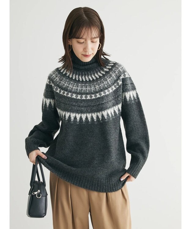 Green Parks 求心柄ニットプルオーバー Charcoal Gray