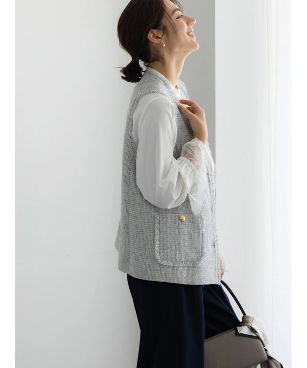 Te chichi 【セレモニーアイテム】ツイードVネックジレ グレー