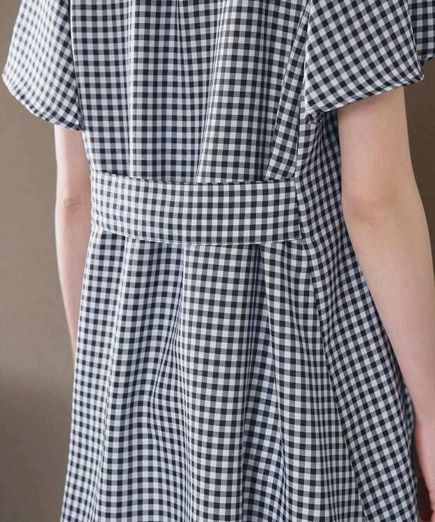 Tiaclasse L 【小倉優子さん着用・選べる袖TYPE・洗える】バックフレアチュニック 新色 半袖ギンガムチェック小