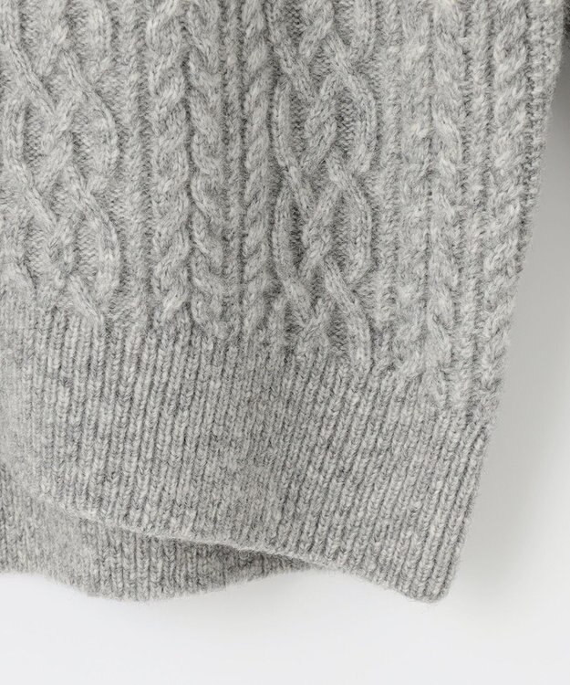 自由区 アランパターン Vネックニット ライトグレー系