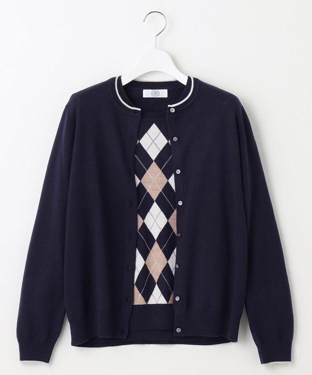 J.PRESS LADIES 【WEB限定カラーあり・洗える】アーガイルツイン ニット ネイビー系