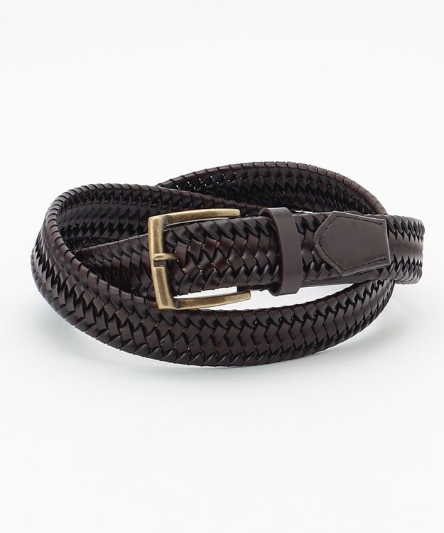 JOSEPH ABBOUD 【キングサイズ・伸びる！】ストレッチレザーベルト ダークブラウン系