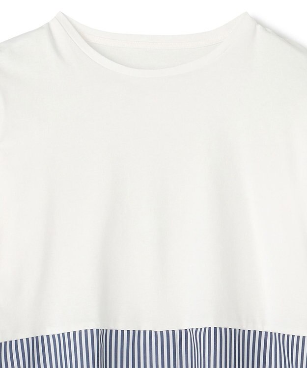 UNFILO シャツコンビレイヤードTシャツ オフ×ストライプ