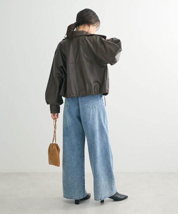 Green Parks フェイクレザードロストブルゾン Brown