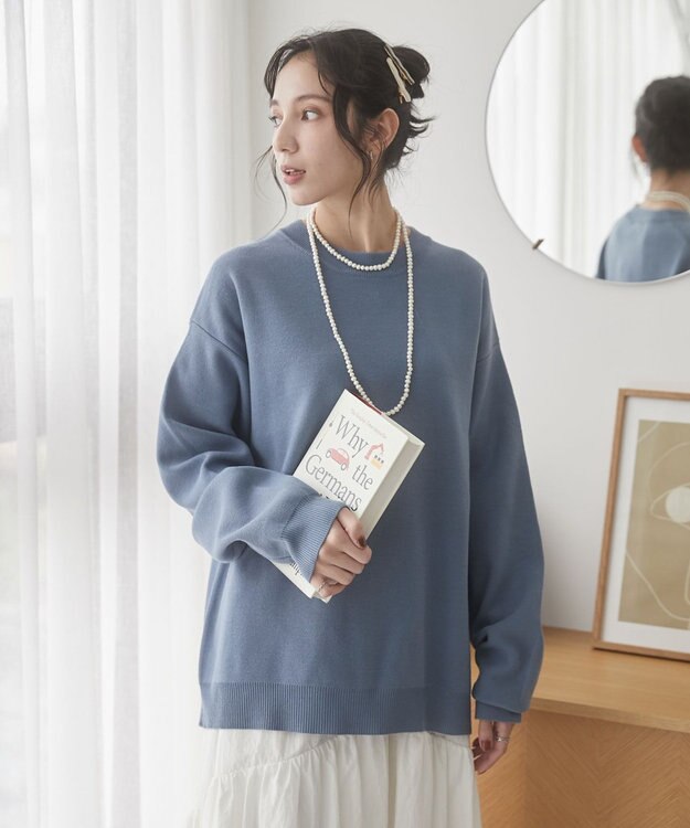 WEGO 【ユニセックス着用ITEM/MLサイズ展開】ミラノリブクルーネックプルオーバー ブルー