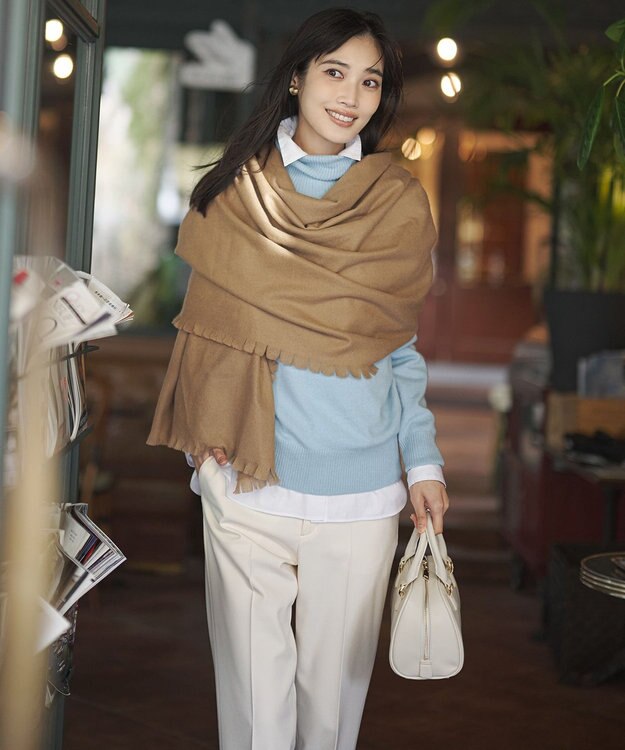 23区 【洗える】ウォームストレッチ テーパード パンツ アイボリー系