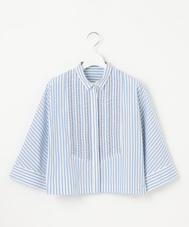 23区 【Indian Factory】コットンポプリン タックディテール シャツ ブルーストライプ