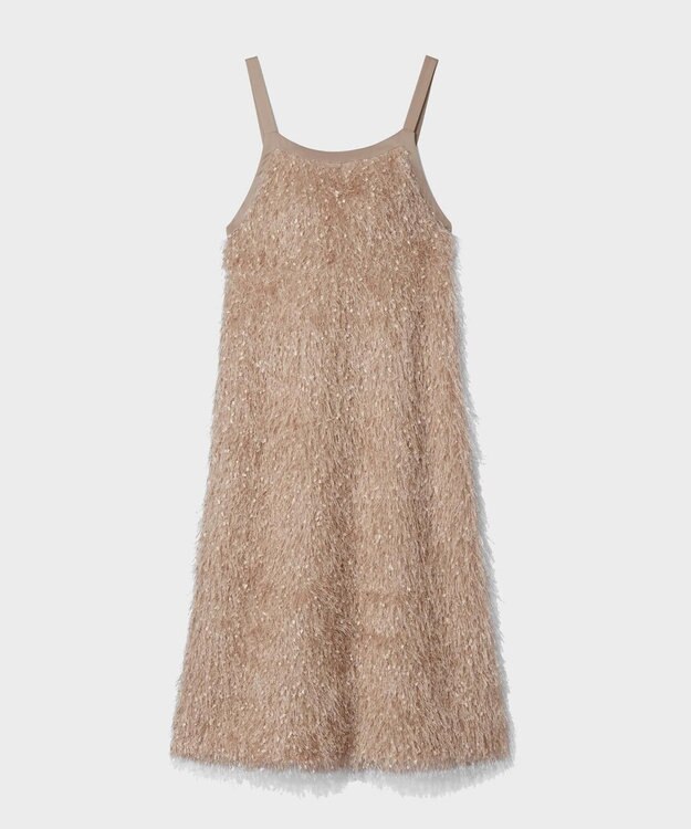 GRACE CONTINENTAL フェザーコンビキャミドレス ベージュ