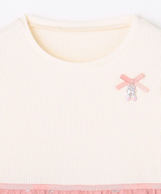 ANY KIDS バレエ刺繍チュールワンピース ホワイト×ピンク