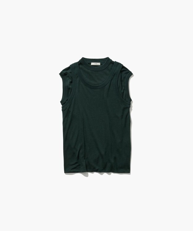 ATON SILK BLENDED CIRCULAR RIB | フィットレイヤードタンクトップ GREEN