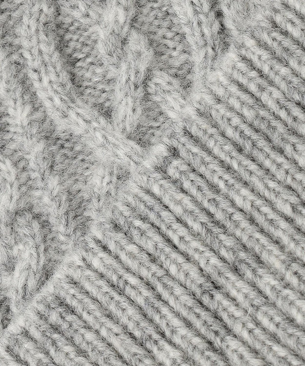 自由区 アランパターン Vネックニット ライトグレー系