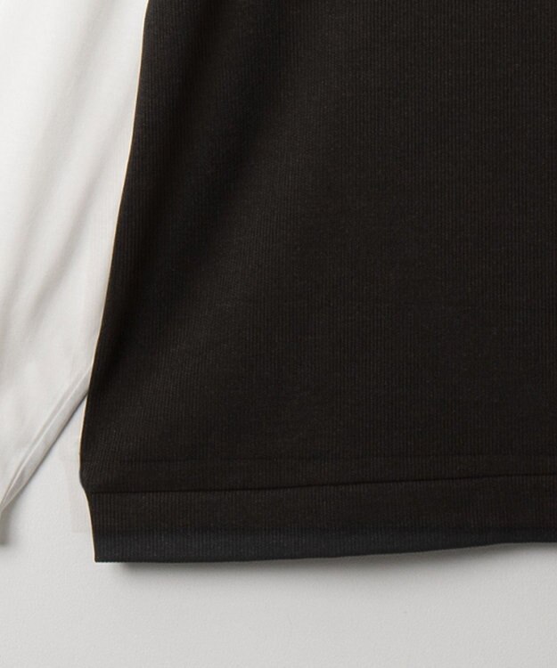 WEGO フェイクレイヤードモックネックベストT（LS） ブラック中濃色