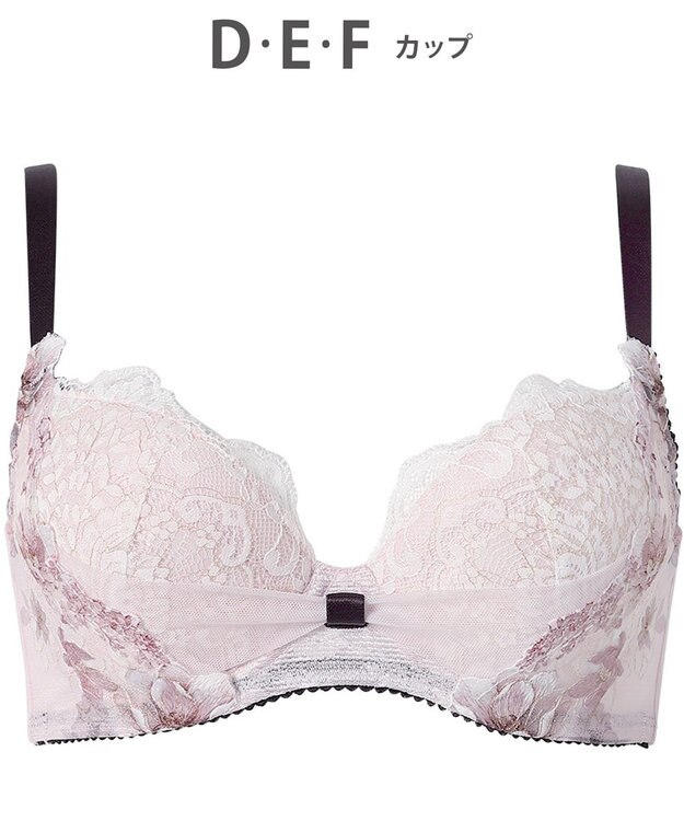 WACOAL ブラジャー 【リボンブラ 脇すっきり】 脇高設計 着やせシルエット 動いても谷間キープ Gカップまで対応 大きいサイズ レディース BXB443 /ワコール ピンク