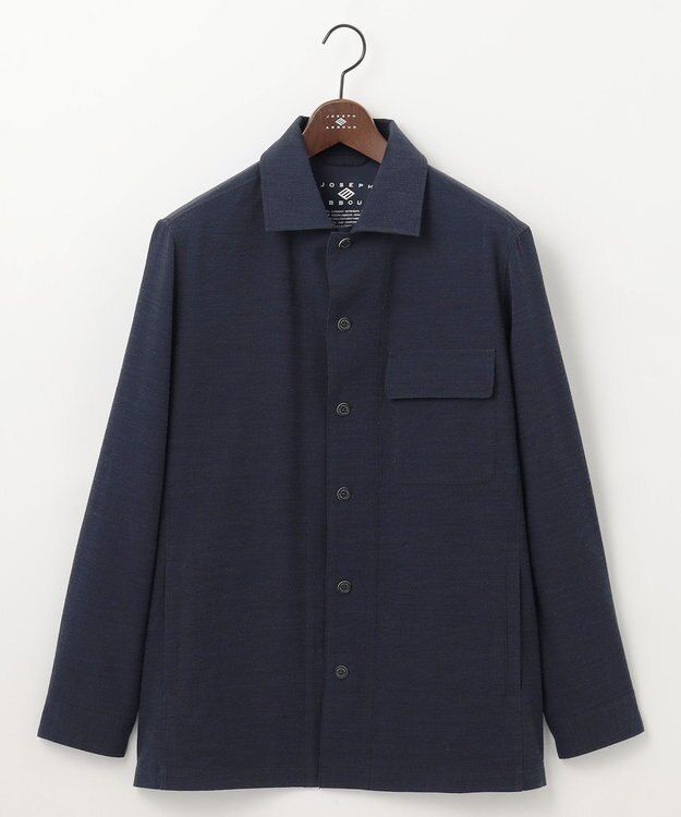 JOSEPH ABBOUD 【清涼・軽量・夏の軽羽織】クールサッカー ライトシャツ アウター ネイビー系