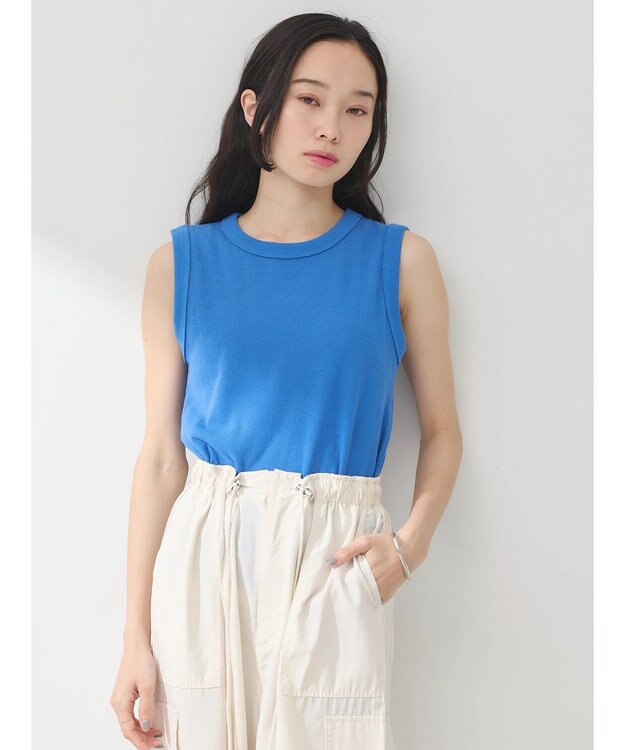 earth music&ecology リブタンクトップ Blue
