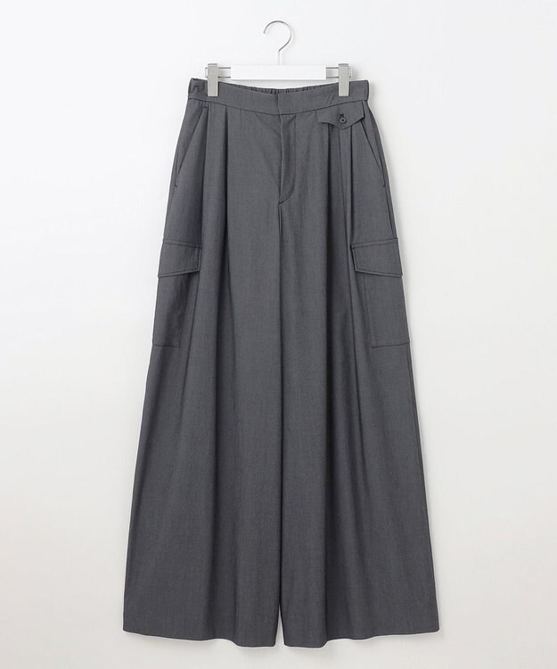 自由区 【カタログ掲載・接触冷感・UVカット・洗える】デニムライクボトムフレアワイド パンツ インディゴ