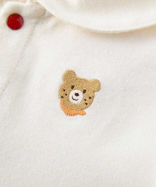 MIKI HOUSE HOT BISCUITS 【70-80cm】くま耳 セーラーカラー ショートオール 白