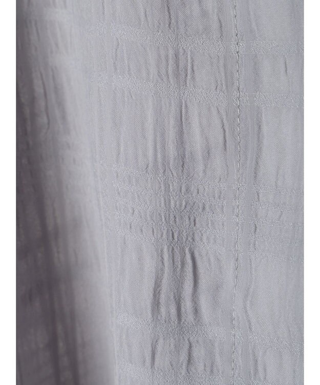 Green Parks シアーチェック開襟ブラウス Grayish Blue