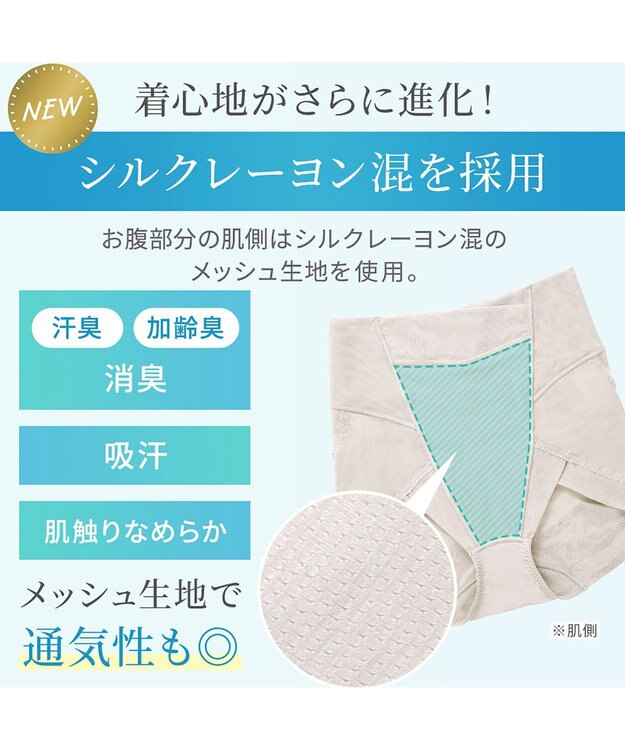 BRADELIS New York 【Yukine inc. 】ゆきねえモアソフト快適ショーツ25 接触冷感 補整 補正下着 深め ハイウエスト グレージュ