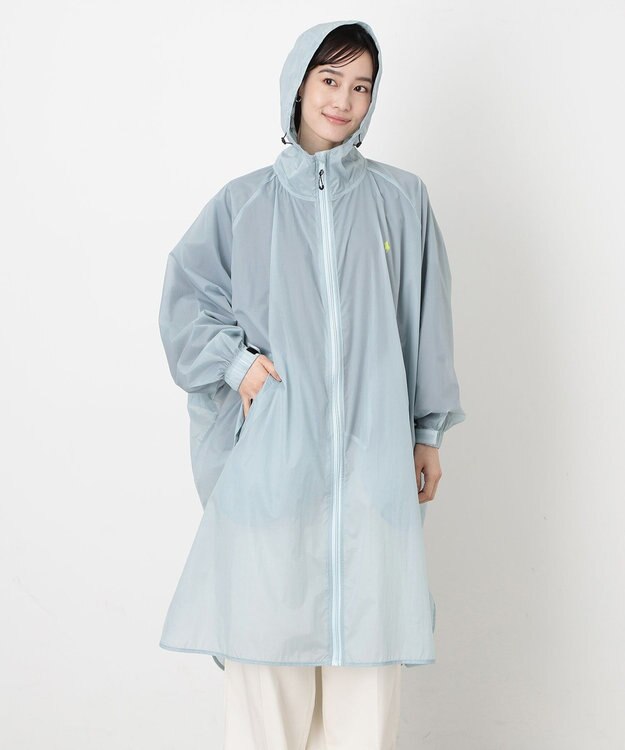MOONBAT POLO RALPH LAUREN(ポロ ラルフローレン) ポロポニー レインコート ライトウェイト レインポンチョ  無地 フード 収納袋 レディース ライトグレー