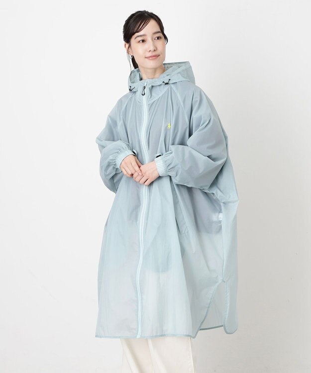 MOONBAT POLO RALPH LAUREN(ポロ ラルフローレン) ポロポニー レインコート ライトウェイト レインポンチョ  無地 フード 収納袋 レディース ライトグレー