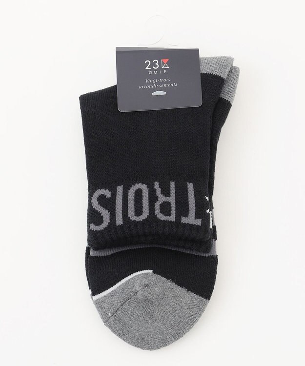 23区GOLF 【WOMEN】ロゴラインハーフソックス 15cm ブラック系