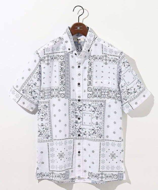 JOSEPH ABBOUD 【サスティナブル素材】コットンリヨセルリネンバンダナプリント シャツ ホワイト系6