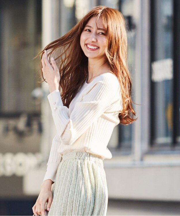 ANY SIS L 【洗える】キュウシンRIB ニット アイボリー