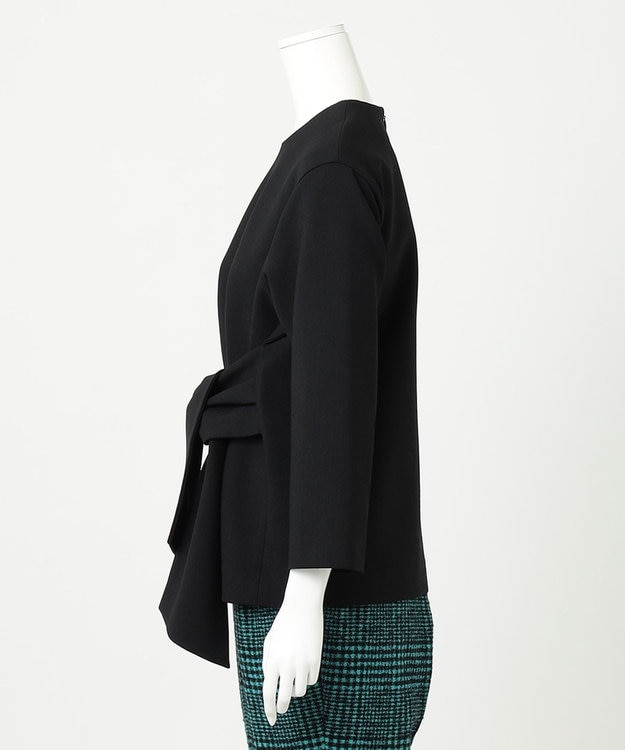 23区 L 【R(アール)】ウールダブルクロス ウエストリボンブラウス ブラック系