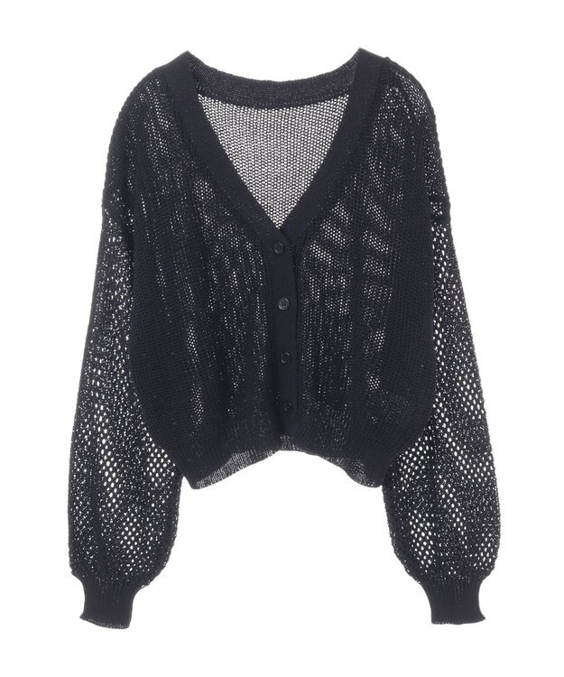 earth music&ecology メッシュカーディガン Black