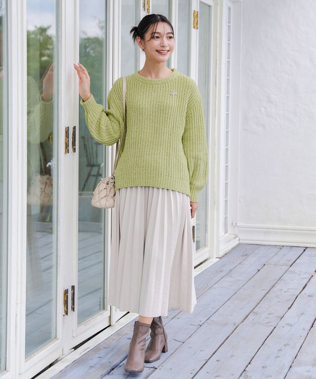 Tiaclasse 【洗える】MIXモールニットプルオーバー グリーン