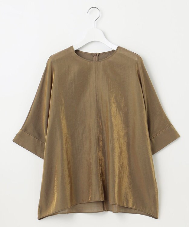 自由区 【洗える】ブライトシアーシャンブレー Tブラウス ブロンズ