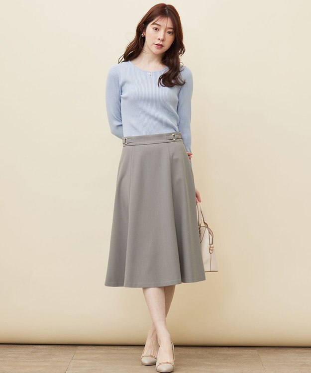 ANY SIS 【洗える】パール調ポイント ニット ライトブルー